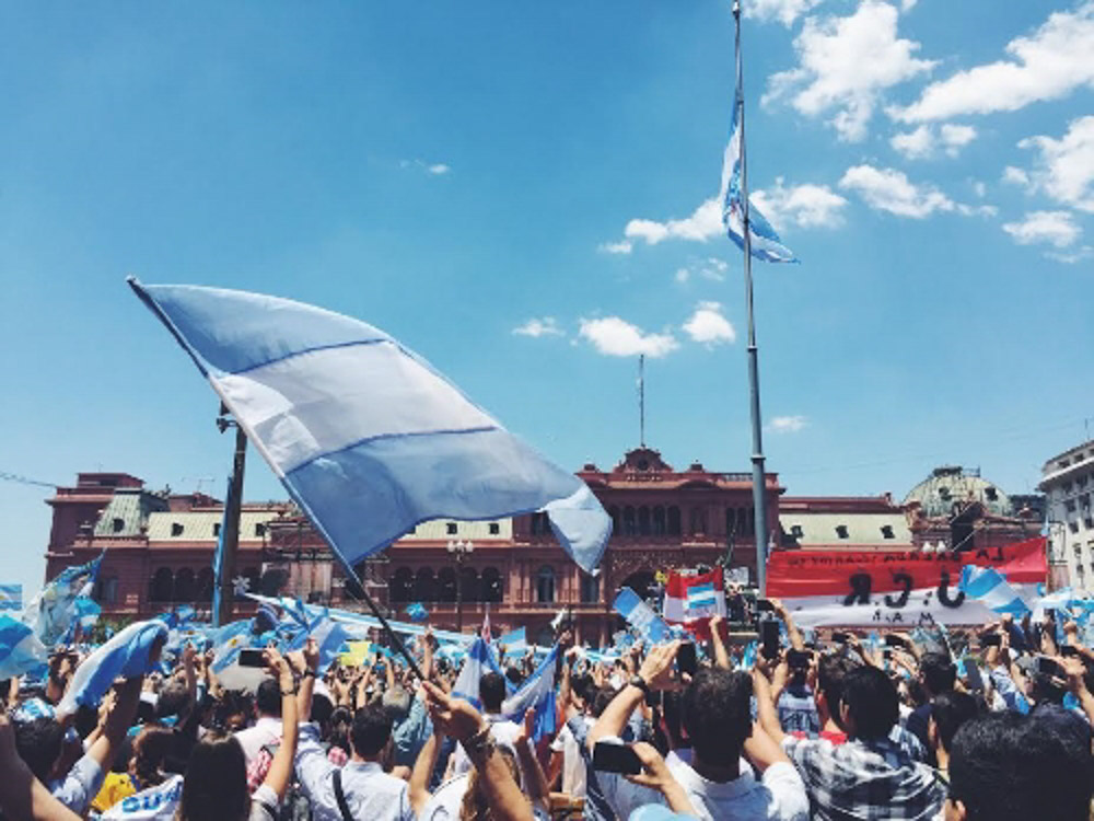 Cheering the new president, Buenos Aires, Argentina