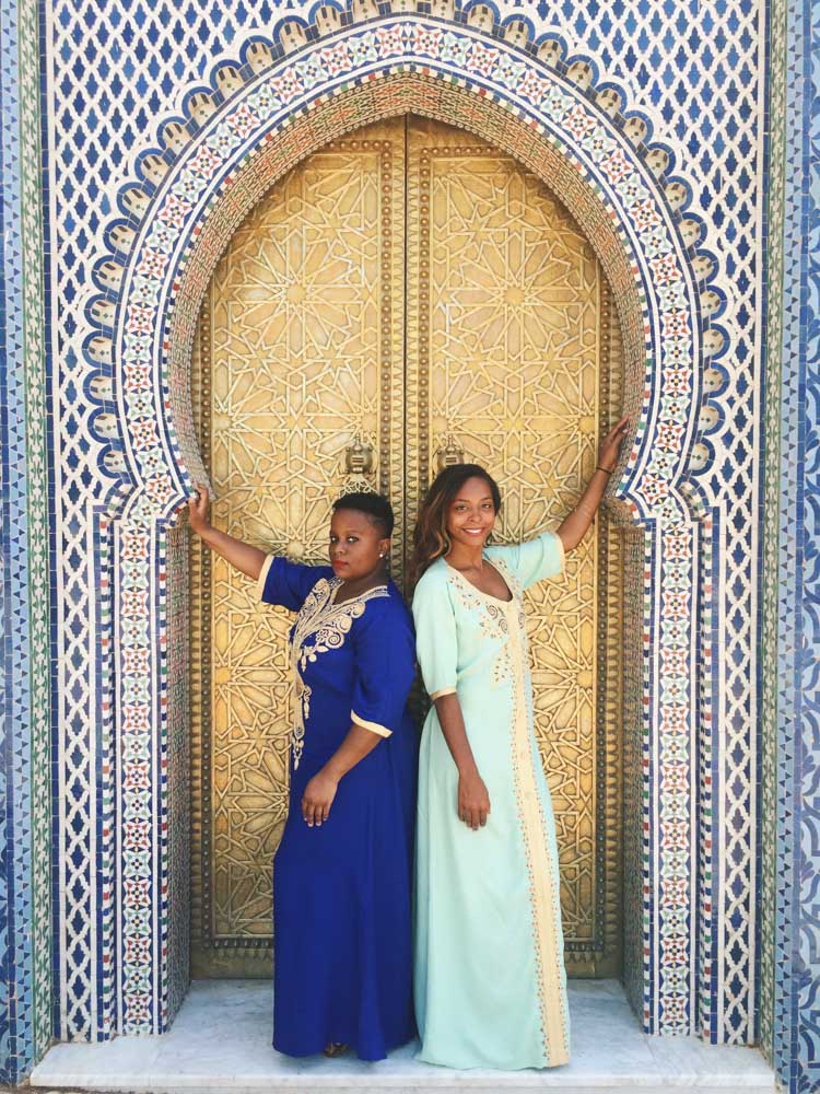 Friends standing in front of Fes Palace