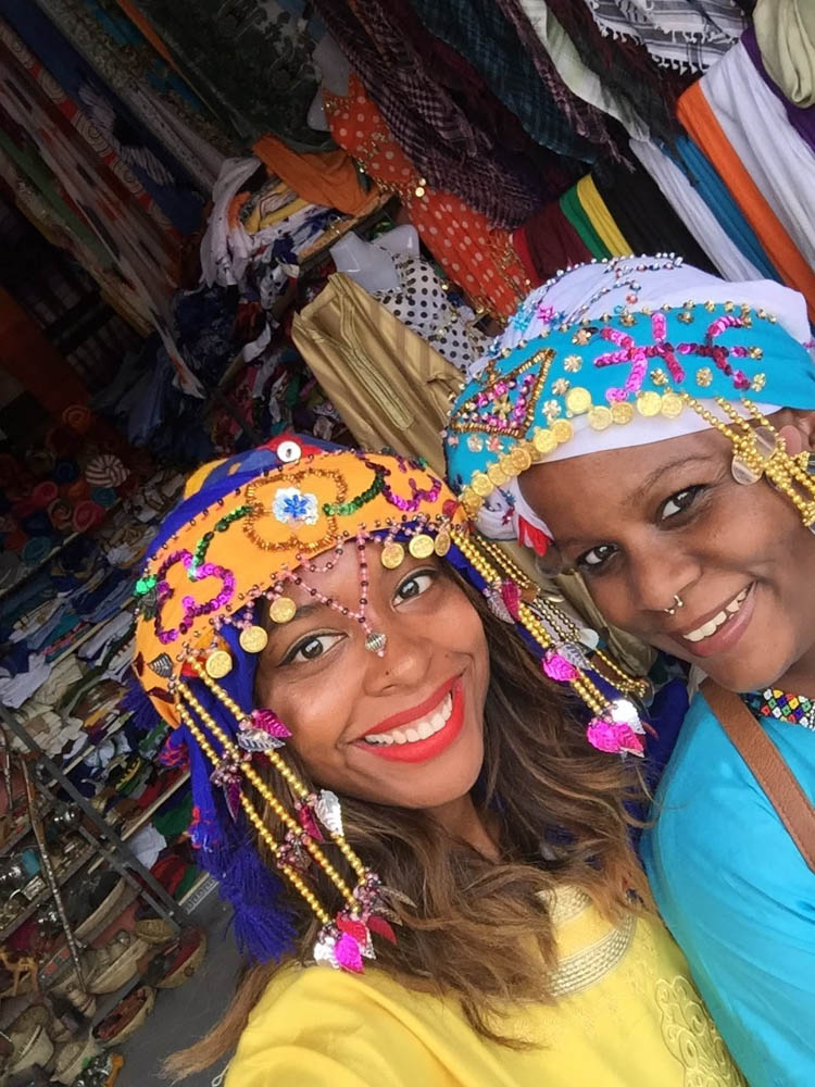 friends dressed up in traditional Berber attire in Tinejdad-Melaab