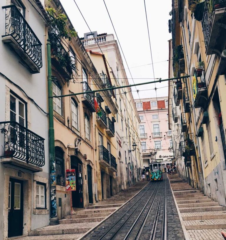 Steep hills in Lisbon