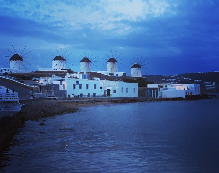 Greek buildings over water