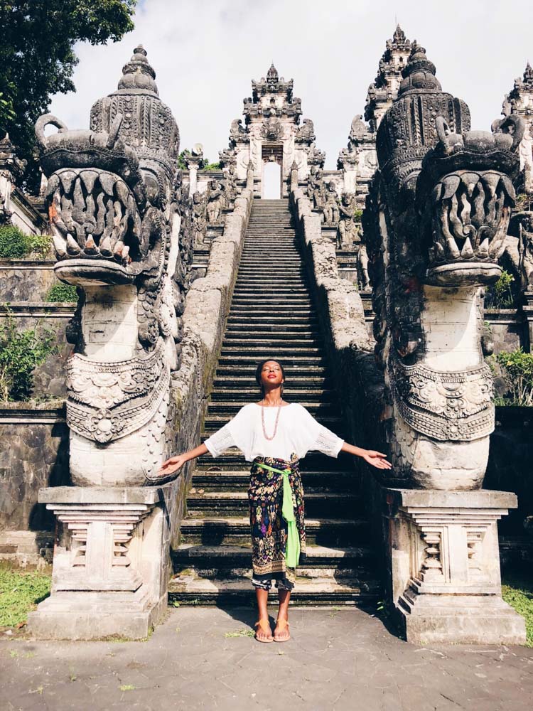 Standing in front of Bali Temple